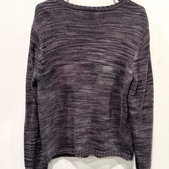 Talbots Woven Grey Striped Button-Up Cotton Cardigan - Picture 5 of 13